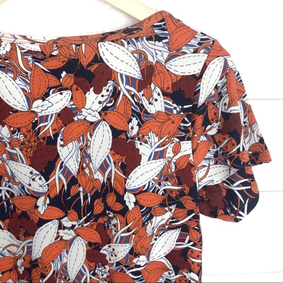 LULAROE Orange & Blue Floral Patterned Top - Picture 6 of 8